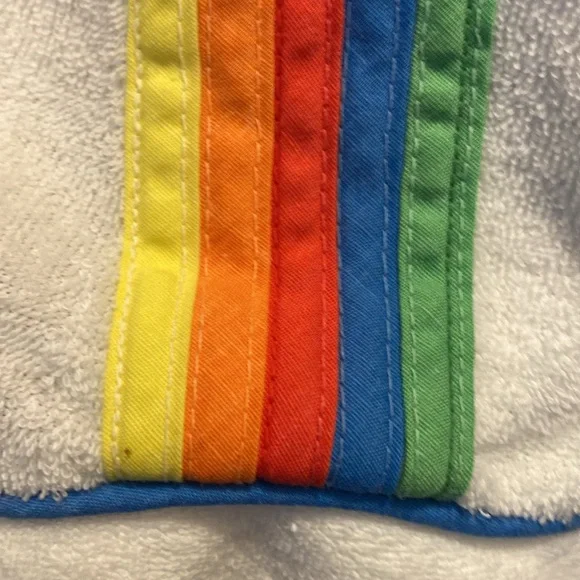 Plaza 9 Vintage Terri Cloth Short Bath Robe with Individually Sewn Rainbow Strip - Picture 9 of 11